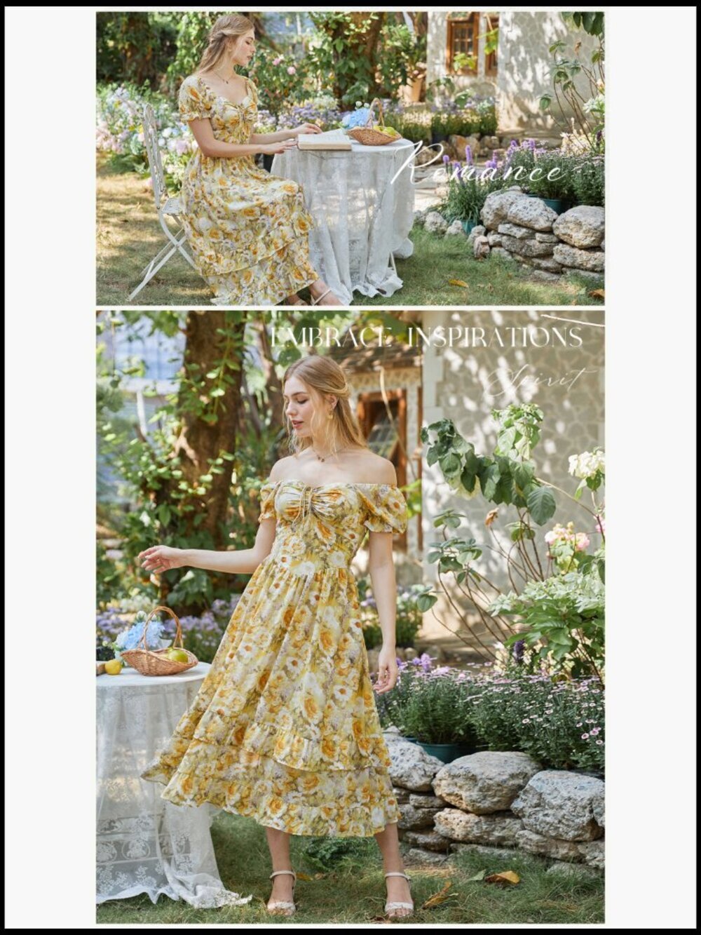 Floral Cottagecore Puff Sleeve Maxi Dress with Corset Waist and Pockets - Picture 7 of 7